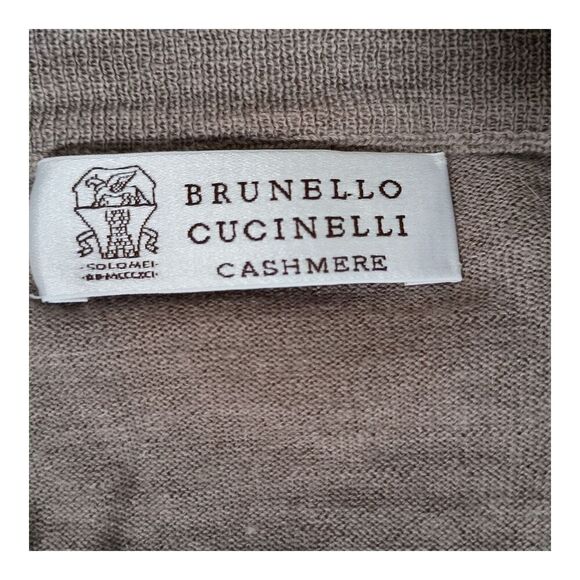 Brunello Cucinelli Cashmere Wool Jumper Sweater Taupe Orange V-Neck Men's 50 - Picture 3 of 6